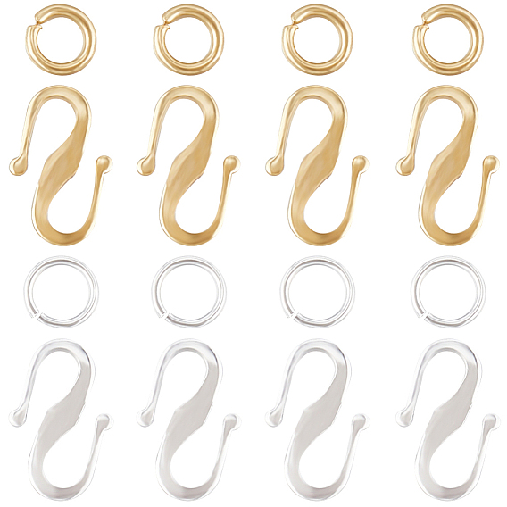 60шт 2 цвет латунь s крючковые застежки, долговечный, с 60 шт. 304 нержавеющей сталью и 60 шт. латунными переходными кольцами с покрытием стойки
