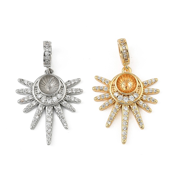 Латунь микропаве из кубического циркония, луна, за половину пробурено бисера