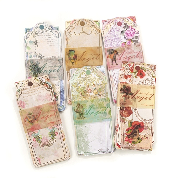 Paper Bookmarks, Vintage Style Bookmarks for Booklover, Rectangle with Flower Pattern