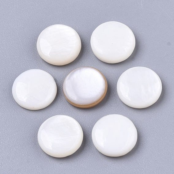 Coquille eau douce naturelle cabochons, plat rond