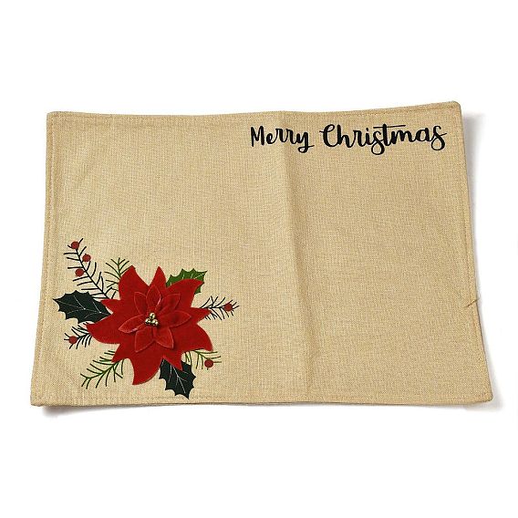 Feliz Navidad, mantel individual con flores rojas, mantel individual para mesa, decoración de escritorio