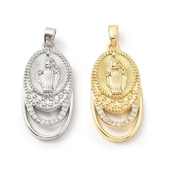 Латунные подвески, без кадмия и без свинца, овал с девственной рисунком мэри