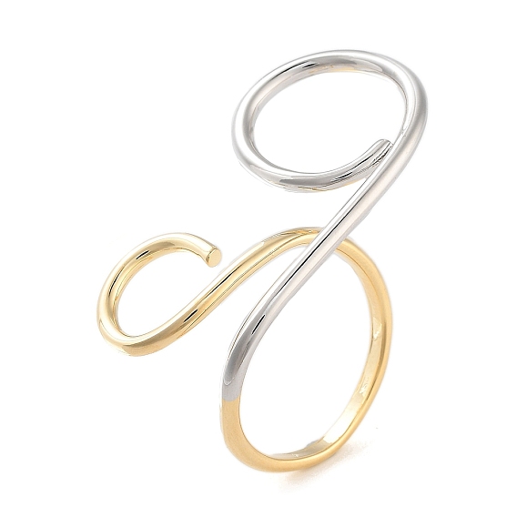 Латунная открытая манжета для женщин, без кадмия и без свинца, настоящее 18 к позолота и платина