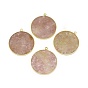 Natural Gemstone Pendants, with Brass Findings, Flat Round