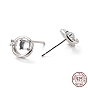 Open Ring 925 Sterling Silver Stud Earrings, Dainty Clear Cubic Zirconia Post Earrings for Girl Women