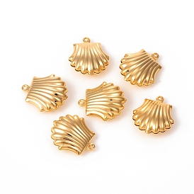 304 Stainless Steel Pendants, Hollow Scallop Shape