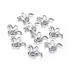 Horse Tibetan Style Alloy Charms, Cadmium Free & Lead Free, 14.5x21x2mm, Hole: 3mm, about 1075pcs/1000g