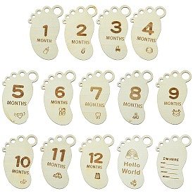 Знак объявления новорожденного ребенка, Знак вехи роста ребенка, Деревянные карточки с ежемесячными вехами для младенцев, фотографическая опора, след с месяцами