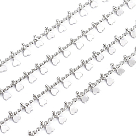 Handmade Brass Curb Chains, with Heart Charms and Spool, Soldered, Long-Lasting Plated