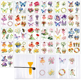 25Pcs Plastic Silhouette Paper, for Lighting Decoration, Paper Cut Light Box, with 1Pc PP Plastic Photocard Storage Albums and Elastic Ball Rope, Angel & Flower