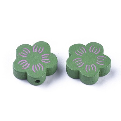 Natural Wood Beads, Children's Day Gift Ideas, Dyed, Lovely Flower Beads, Lead Free