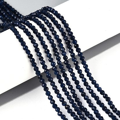 Крашеные бусины из натурального сапфира, круглые, граненые