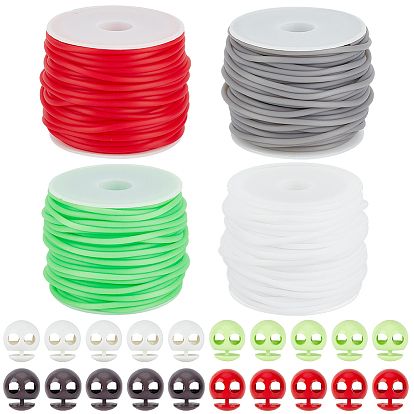 32шт 4 цвета пластиковые пружинные шнуры замки, 2 пружинная застежка с кулиской, с резиновым шнуром разных цветов (32м 4 цветов)
