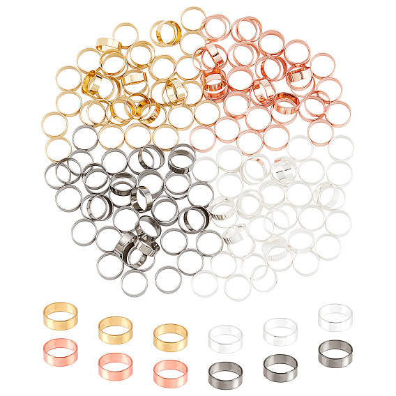 160Pcs 4 Colors 304 Stainless Steel Pendants & Linking Rings, Ring Shape