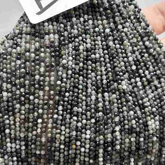 Натуральный орлиный глаз бусы, граненые, круглые, класс А