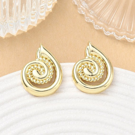 Brass Stud Earrings for Women, Conch Shape