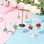 304 Stahl Blume baumeln Ohrringe Edelstahl, mit facettierter Bikonus-Glasperle & Einbrennlack, perlmuttfarbener Glasperle, runder Perle & Angelschnur, Nylondraht und transparentem Acryl, golden