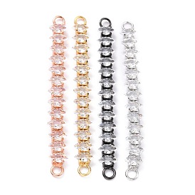 Brass Clear Horse Eye Cubic Zirconia Links Connectors, Long-Lasting Plated, Rectangle