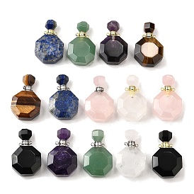 Подвески для флаконов духов из натуральных драгоценных камней, с 304 фурнитурой из нержавеющей стали, граненые, восьмиугольные прелести