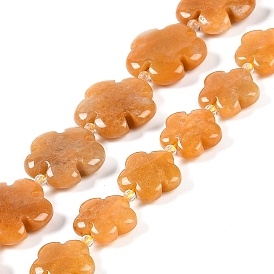 Natural Topaz Jade Beads Strands, Flower, with Seed Beads