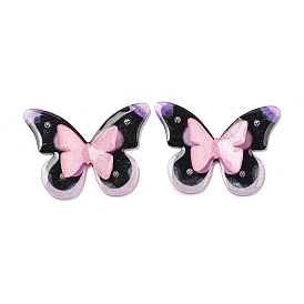 3D Printed Acrylic Cabochons, with Glitter, Double Butterfly
