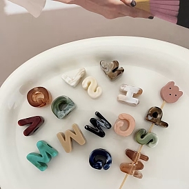 Two Tone Opaque Acrylic Imitation Gemstone Beads, Large Hole Beads, Letter