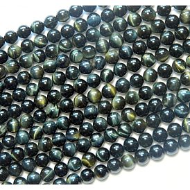 Natural Hawk's Eye Beads Strands, Round