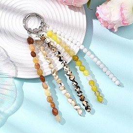 Подвески из натурального золотистого шелкового нефрита, малайзийского нефрита, ракушек-трохусов, синтетической бирюзы, полосатого агата/полосчатого агата, С кольцами из сплава цинка