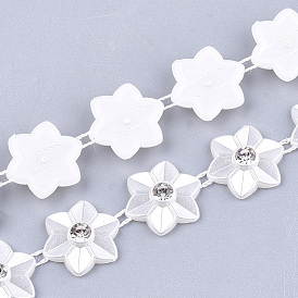 ABS Plastic Imitation Pearl Beaded Trim Garland Strand, Great for Door Curtain, Wedding Decoration DIY Material, with Rhinestone, Flower
