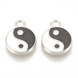 Alloy Enamel Pendants, Cadmium Free & Lead Free, Gossip/Yin Yang