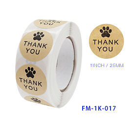 Kraft Paper Thank You Sticker Rolls, Round Dot Self-adhesive Gift Decals, for Gift Decoration, Party Supplies