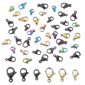 PandaHall Elite 60Pcs 6 Sizes Vacuum Plating 304 Stainless Steel Lobster Claw Clasps, Parrot Trigger Clasps
