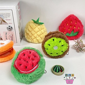 Creative Plush Fruit Coin Purse, Plush Pouches, Wallets for Children, with Ball Chain