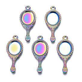 Ajustes de cabujón colgante de aleación de color del arco iris, sin cadmio y níque y plomo, formas de espejo