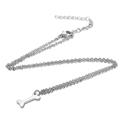 201 Stainless Steel Pendants Necklaces, Bone