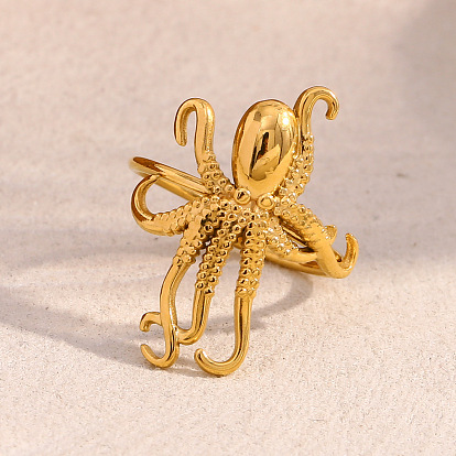 304 из нержавеющей стали Манжета кольца для женщин, осьминог, без кадмия, без никеля и без свинца, ионное покрытие (ip)