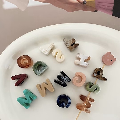 Two Tone Opaque Acrylic Imitation Gemstone Beads, Large Hole Beads, Letter