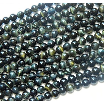 Natural Hawk's Eye Beads Strands, Round