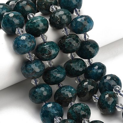 Природного апатита нитей бисера, рондель, граненые, со стеклянными бусинами