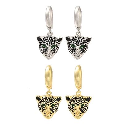 Серьги-кольца из латуни с леопардовым принтом, долговечный, без свинца и без кадмия