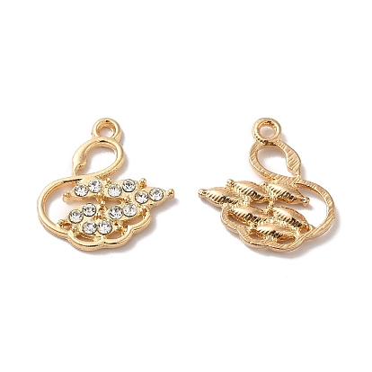 Alloy Rhinestone Pendants, Swan Charms