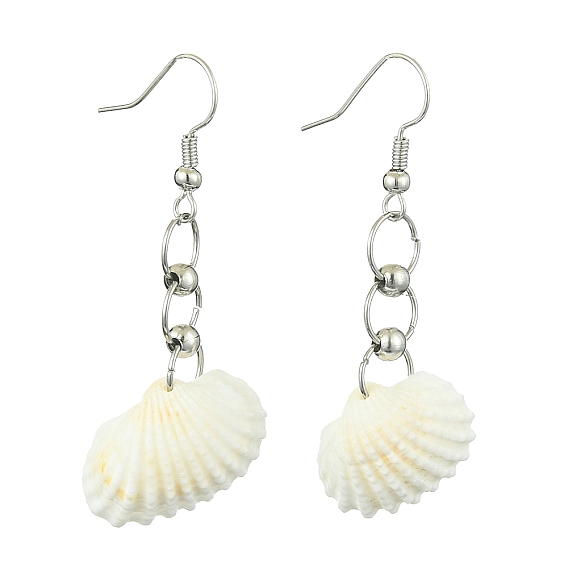 Nautural Shell Dangle Earrings, Iron Drop Earrings