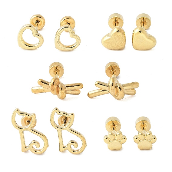 304 из нержавеющей стали серьги, золотые