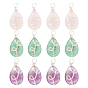 12 шт. 3 стили подвески из натурального смешанного камня, натуральный розовый кварц, аметист и зеленый авантюрин, очарование слезы, с серебристой экологически чистой медной проволокой, обернутой