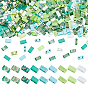 300Pcs 10 Colors 2-Hole Baking Paint Glass Seed Beads, Rectangle