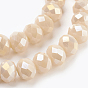 Electroplate Glass Beads Strands, Imitation Jade Glass, Full Rainbow Plated, Faceted, Rondelle