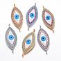 Brass Enamel Links, with Micro Pave Cubic Zirconia, Evil Eye