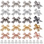 50Pcs 5 Colors Bowknot Brass Stud Earring Findings, with Loops and 100Pcs Plastic Ear Nut