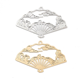 Long-Lasting Plated Brass Links Connector Charms, Hollow Fan