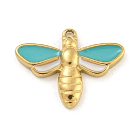 304 Stainless Steel Enamel Pendants, Dragonfly Charm, Golden